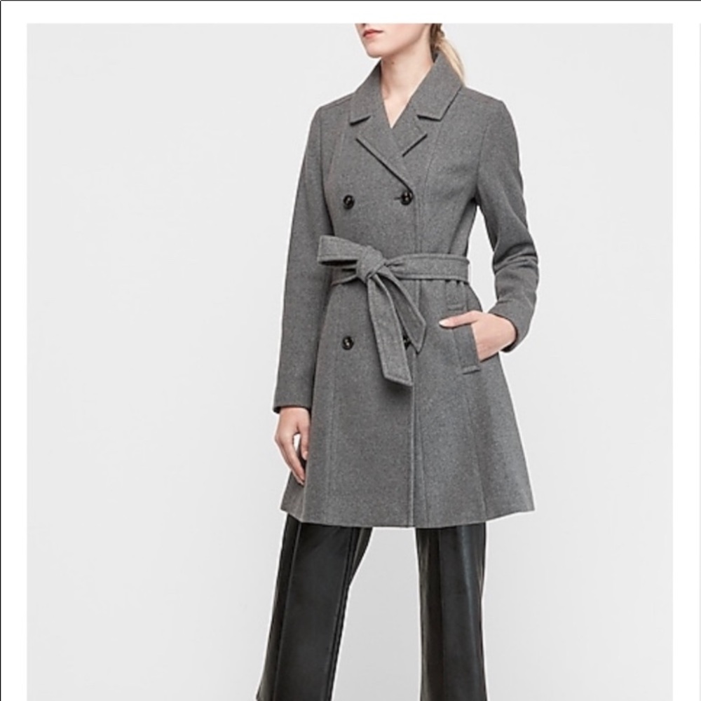 Belted Wool Blend Trench Coat